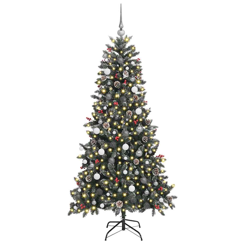 VidaXL sapin de Noël artificiel avec 300 LED vertes, 210 cm PVC et plastique et acier