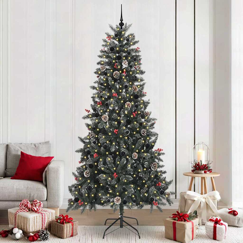 Vidaxx sapin de Noël artificiel avec 300 LED vertes, 240 cm PVC et plastique et acier
