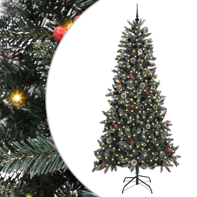 Vidaxx sapin de Noël artificiel avec 300 LED vertes, 240 cm PVC et plastique et acier
