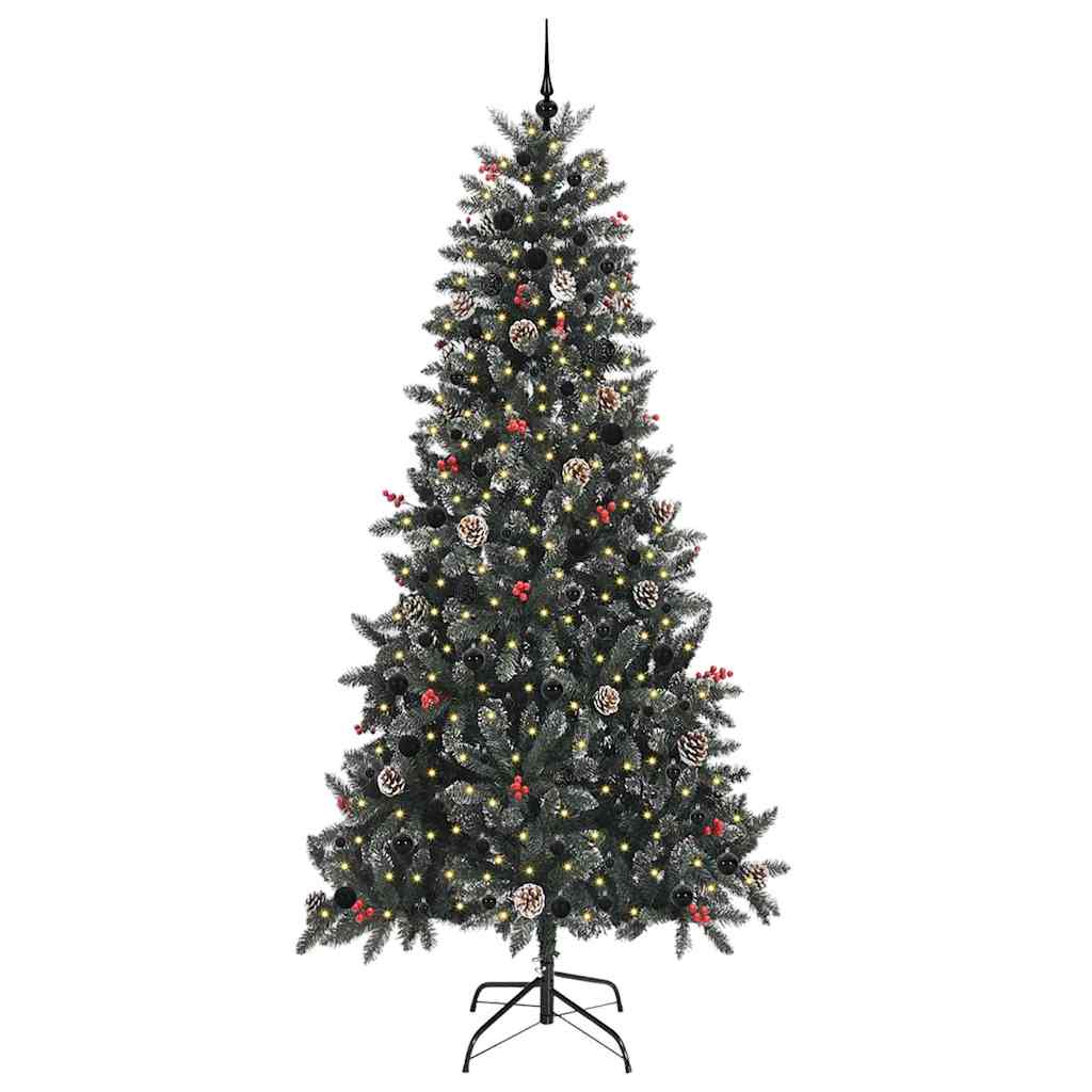 Vidaxx sapin de Noël artificiel avec 300 LED vertes, 240 cm PVC et plastique et acier