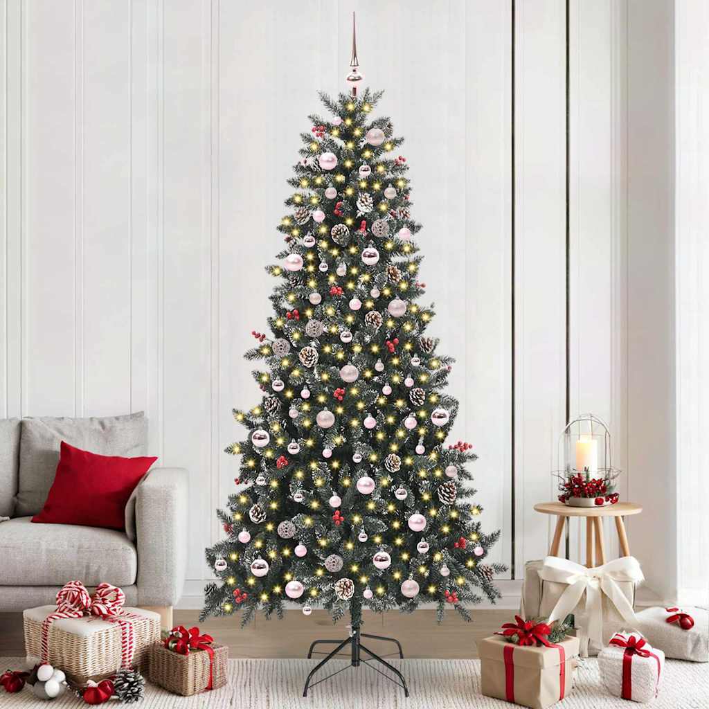 Vidaxx sapin de Noël artificiel avec 300 LED vertes, 240 cm PVC et plastique et acier