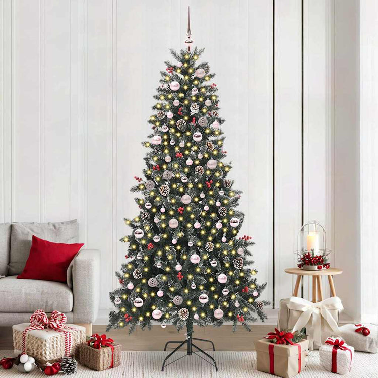 Vidaxx sapin de Noël artificiel avec 300 LED vertes, 240 cm PVC et plastique et acier