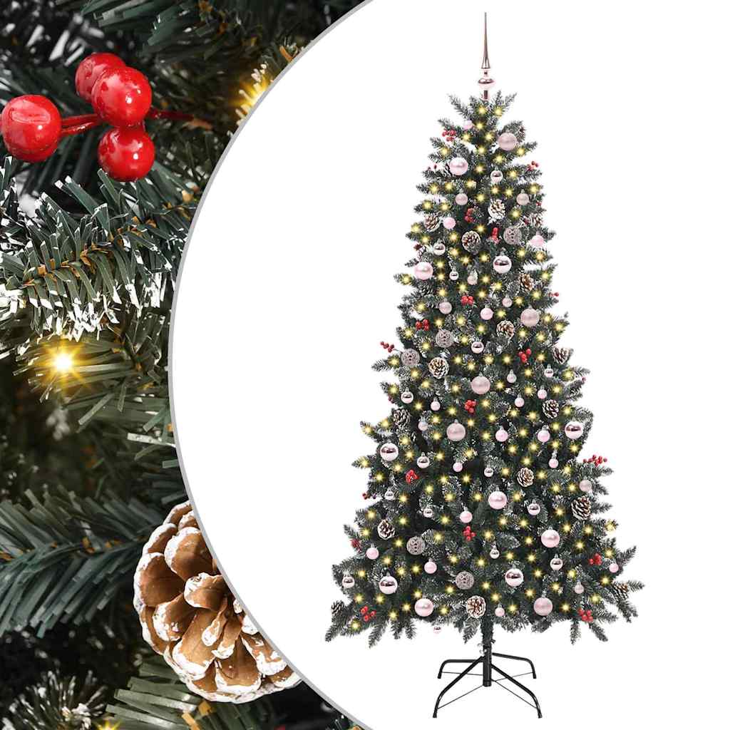 Vidaxx sapin de Noël artificiel avec 300 LED vertes, 240 cm PVC et plastique et acier