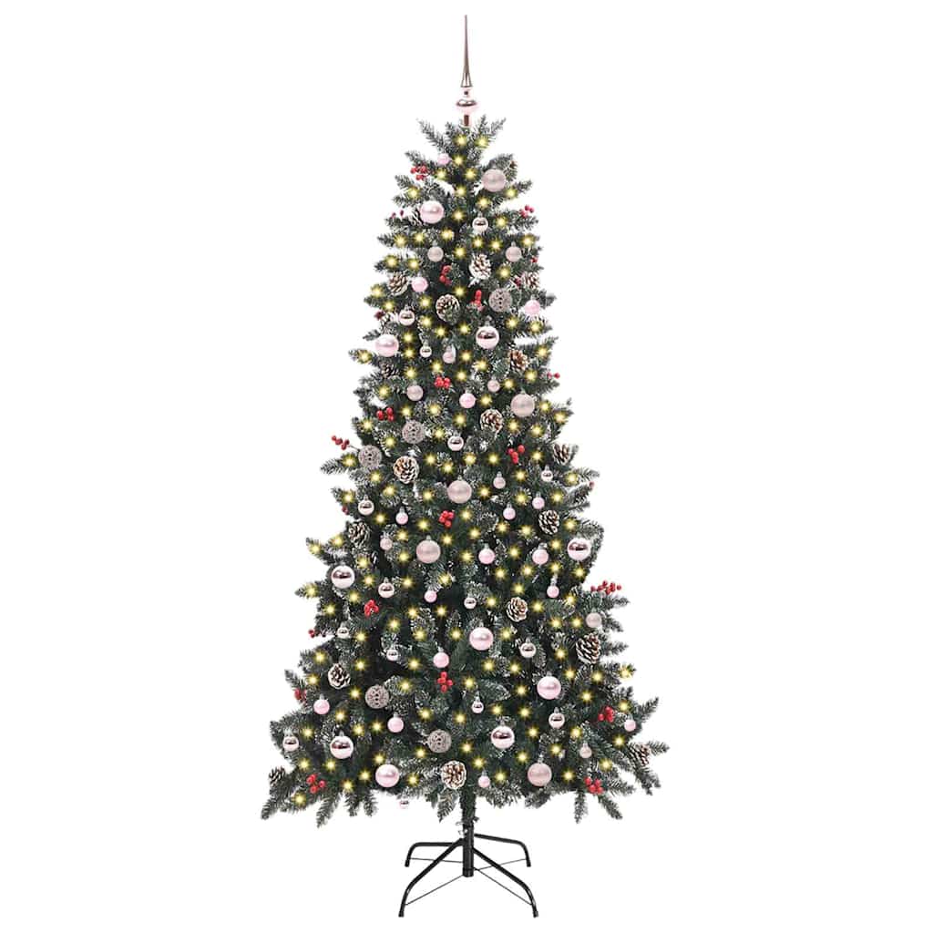 Vidaxx sapin de Noël artificiel avec 300 LED vertes, 240 cm PVC et plastique et acier