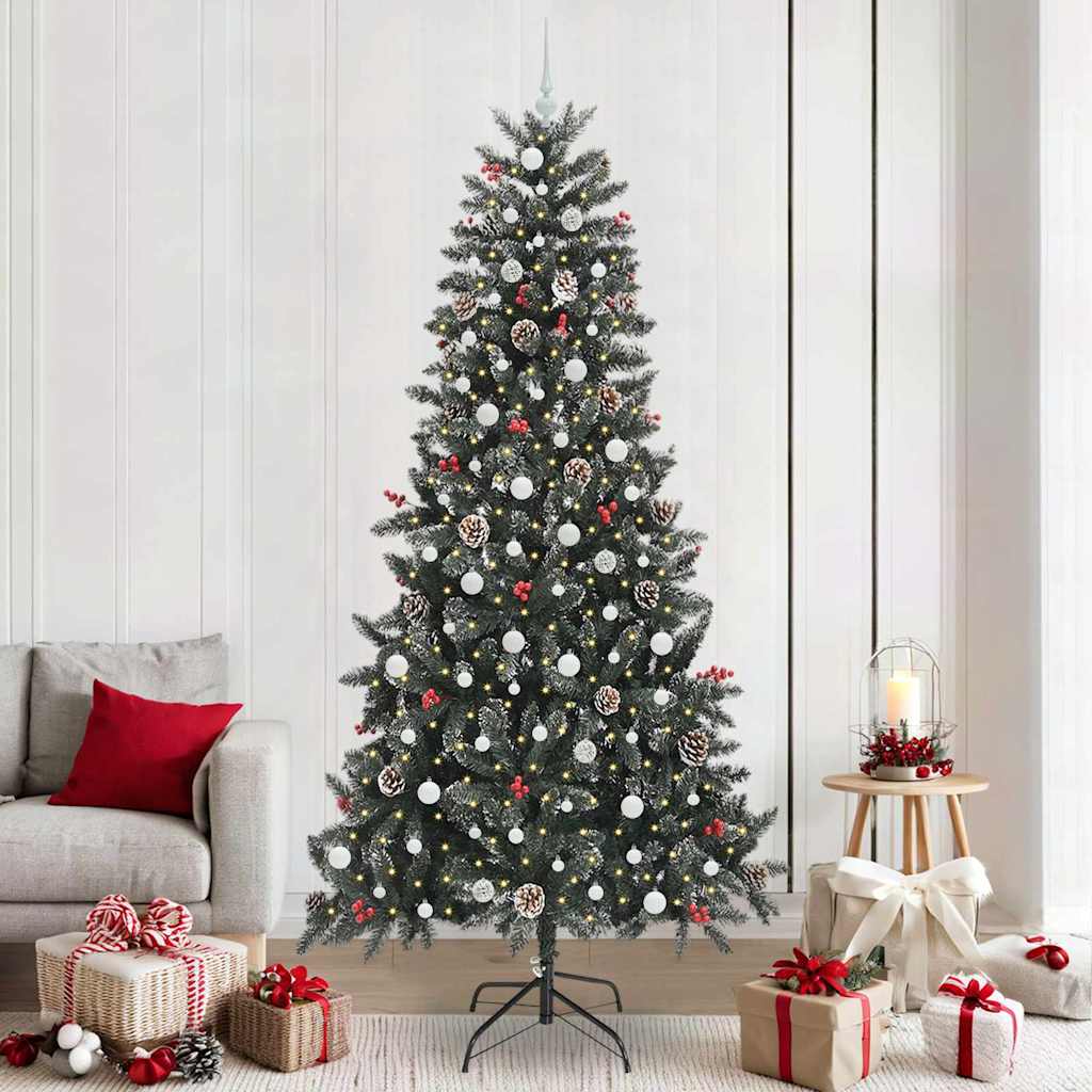 Vidaxx sapin de Noël artificiel avec 300 LED vertes, 240 cm PVC et plastique et acier