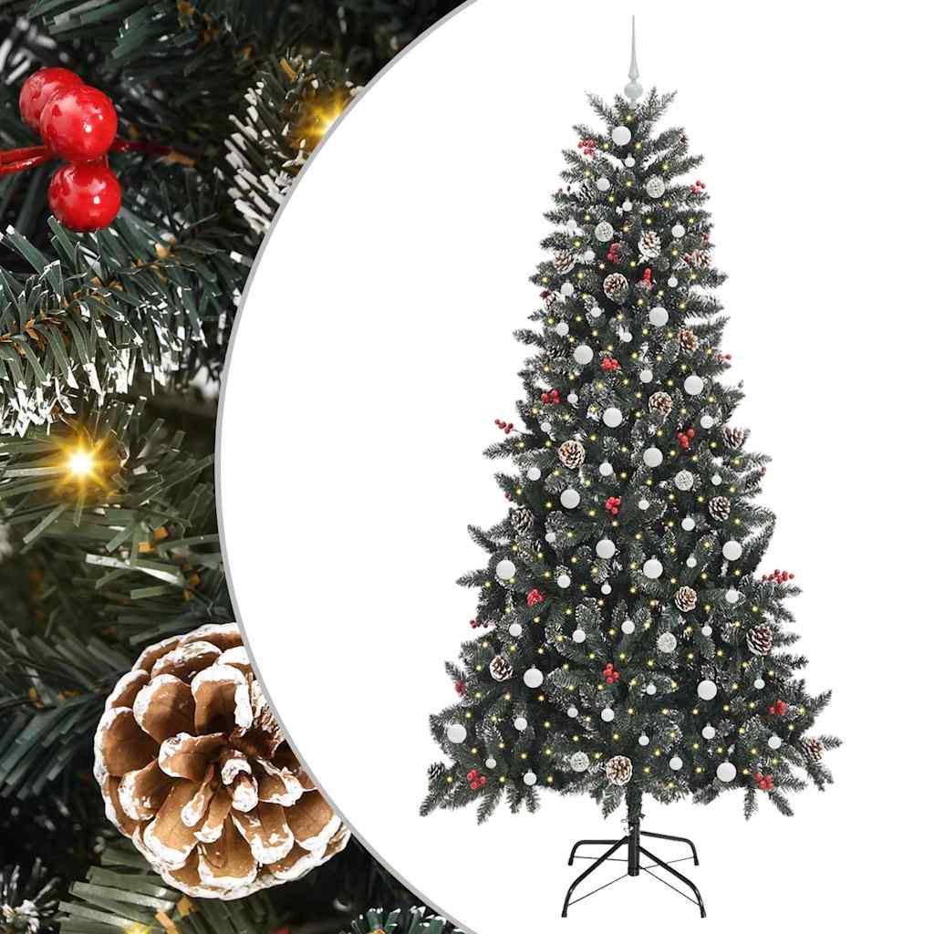 Vidaxx sapin de Noël artificiel avec 300 LED vertes, 240 cm PVC et plastique et acier