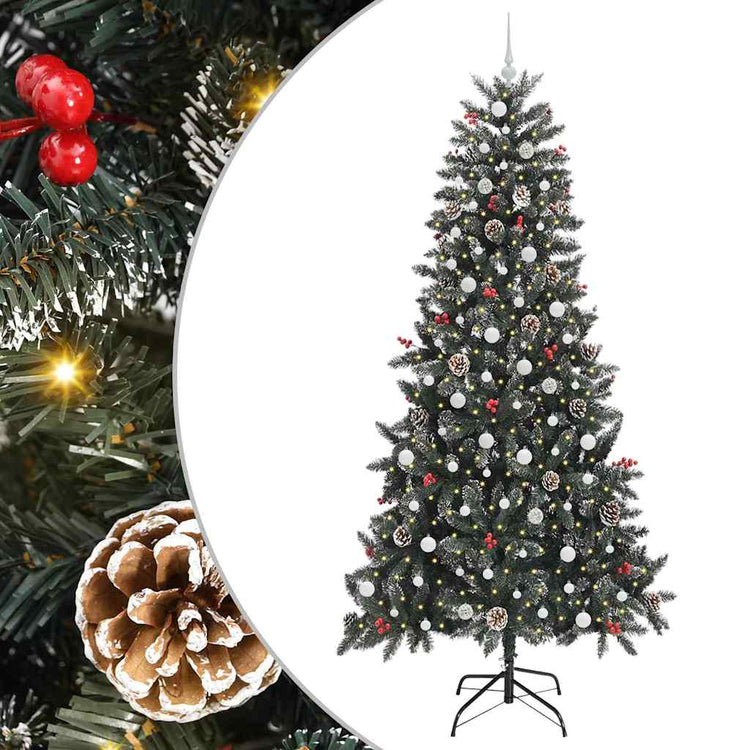 Vidaxx sapin de Noël artificiel avec 300 LED vertes, 240 cm PVC et plastique et acier