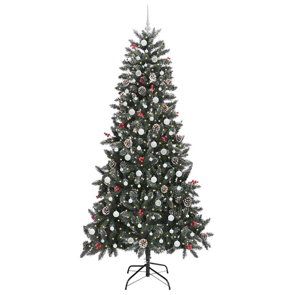 Vidaxx sapin de Noël artificiel avec 300 LED vertes, 240 cm PVC et plastique et acier