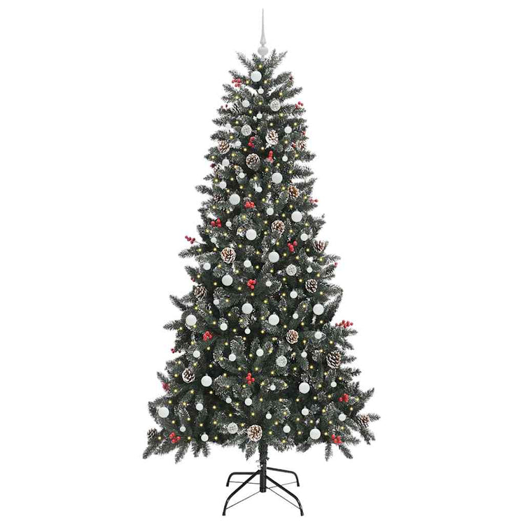Vidaxx sapin de Noël artificiel avec 300 LED vertes, 240 cm PVC et plastique et acier