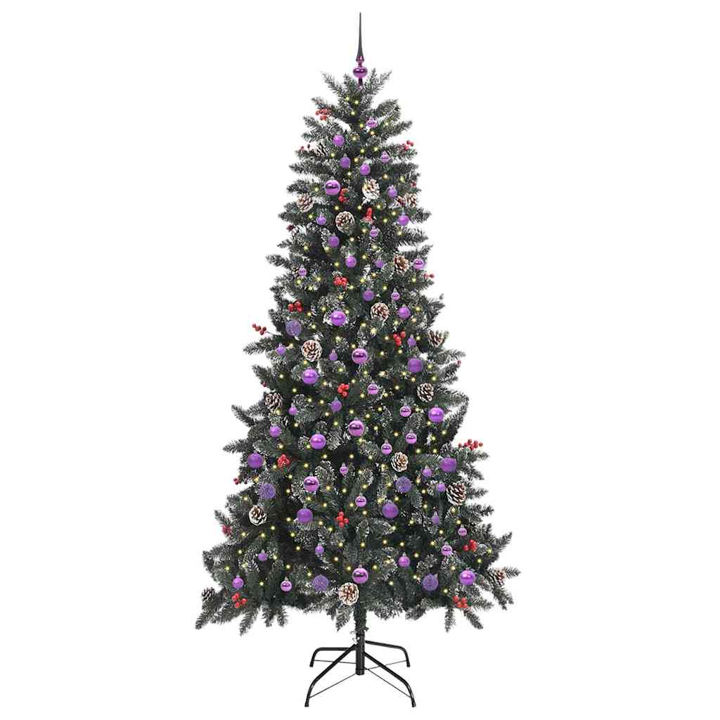 Vidaxx sapin de Noël artificiel avec 300 LED vertes, 240 cm PVC et plastique et acier
