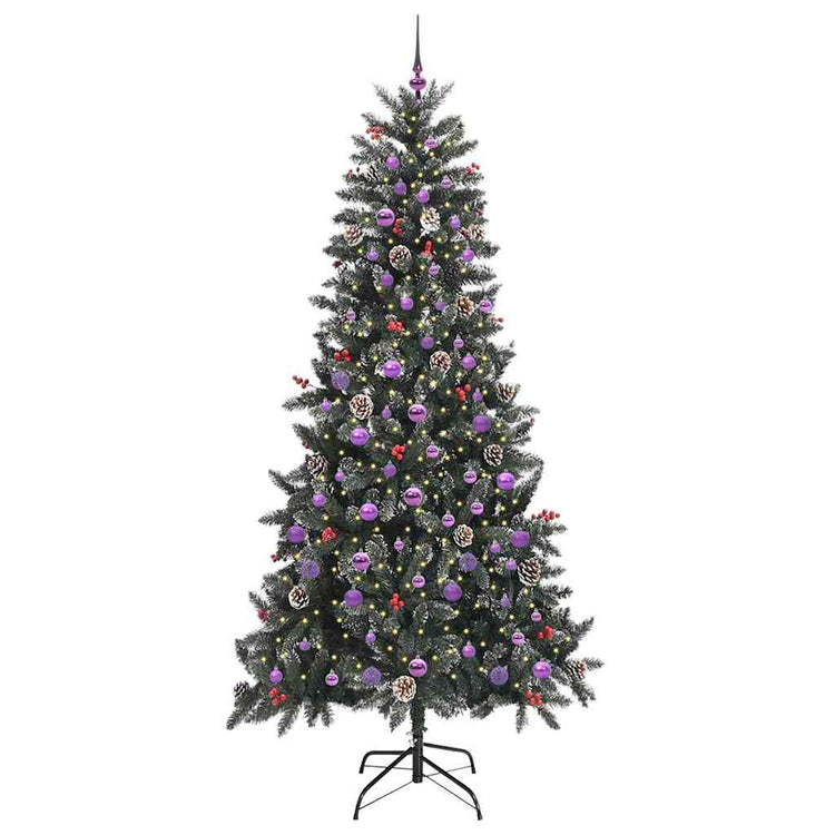 Vidaxx sapin de Noël artificiel avec 300 LED vertes, 240 cm PVC et plastique et acier