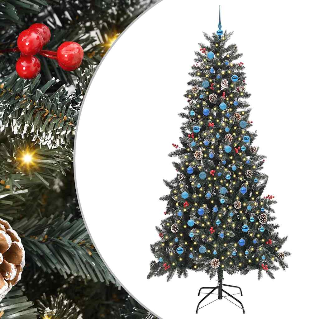 Vidaxx sapin de Noël artificiel avec 300 LED vertes, 240 cm PVC et plastique et acier