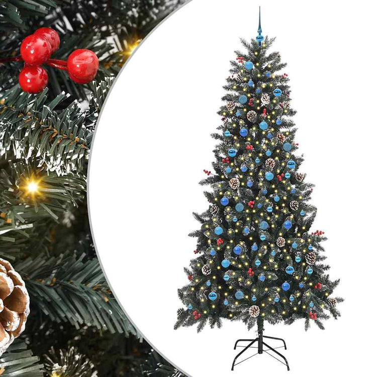 Vidaxx sapin de Noël artificiel avec 300 LED vertes, 240 cm PVC et plastique et acier