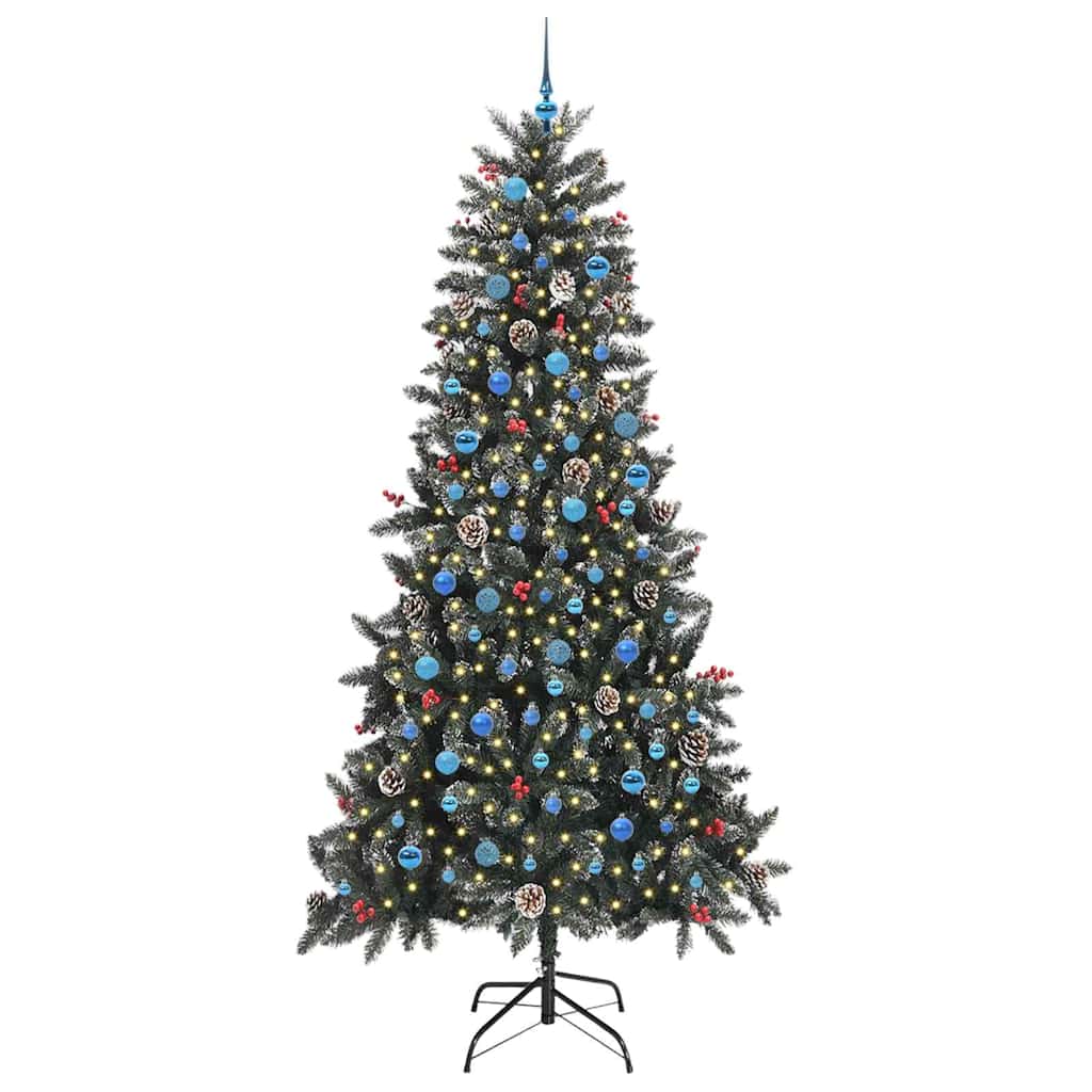 Vidaxx sapin de Noël artificiel avec 300 LED vertes, 240 cm PVC et plastique et acier