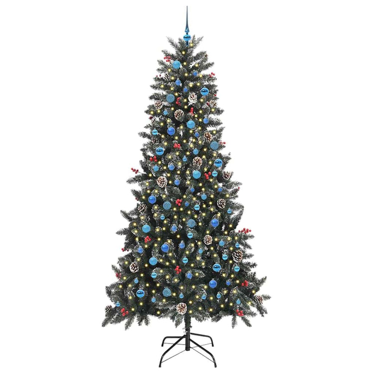 Vidaxx sapin de Noël artificiel avec 300 LED vertes, 240 cm PVC et plastique et acier