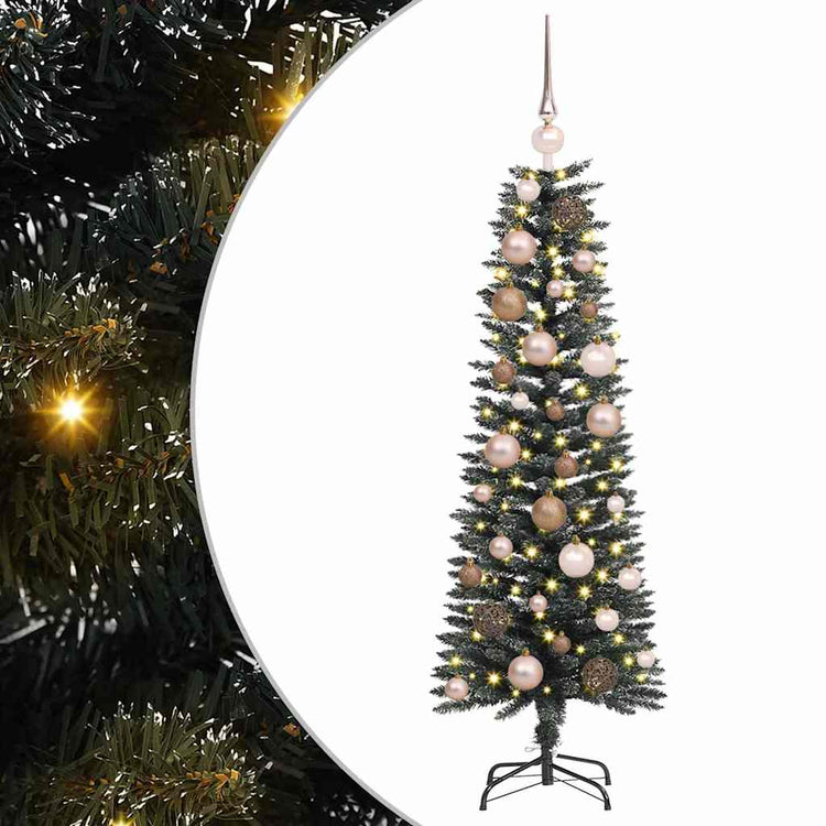 VidaXL sapin de Noël artificiel avec 150 LED vertes, 120 cm PVC et plastique et acier