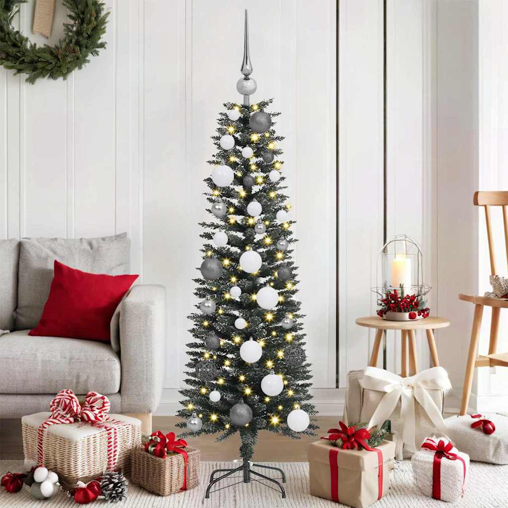 VidaXL sapin de Noël artificiel avec 150 LED vertes, 120 cm PVC et plastique et acier