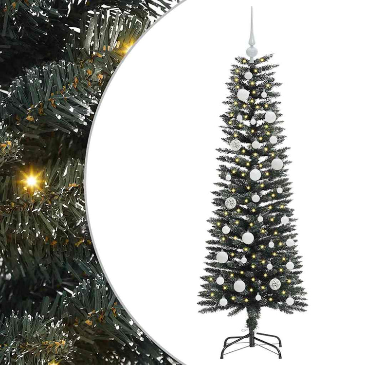 VidaXL sapin de Noël artificiel avec 150 LED vertes, 120 cm PVC et plastique et acier