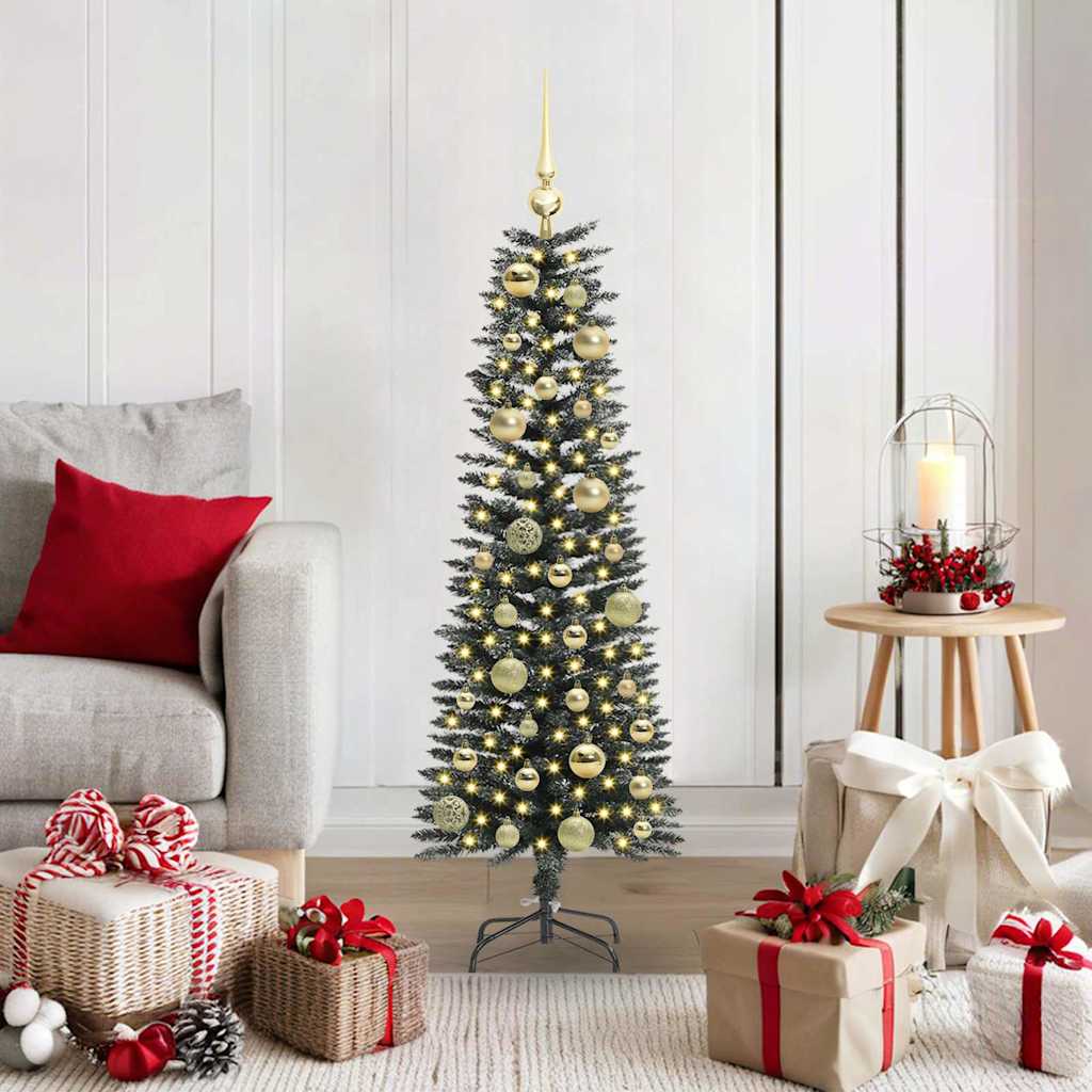 VidaXL sapin de Noël artificiel avec 150 LED vertes, 120 cm PVC et plastique et acier