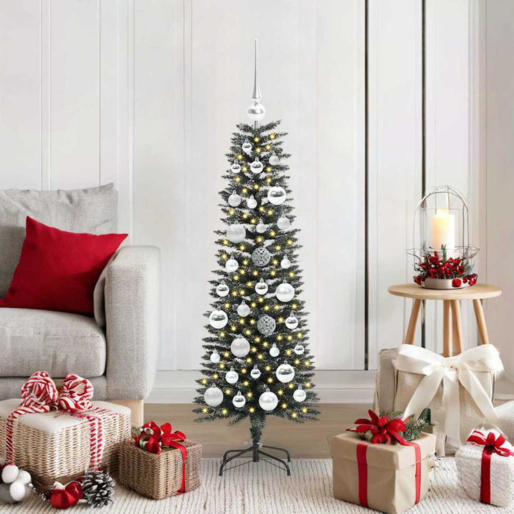 VidaXL sapin de Noël artificiel avec 150 LED vertes, 120 cm PVC et plastique et acier