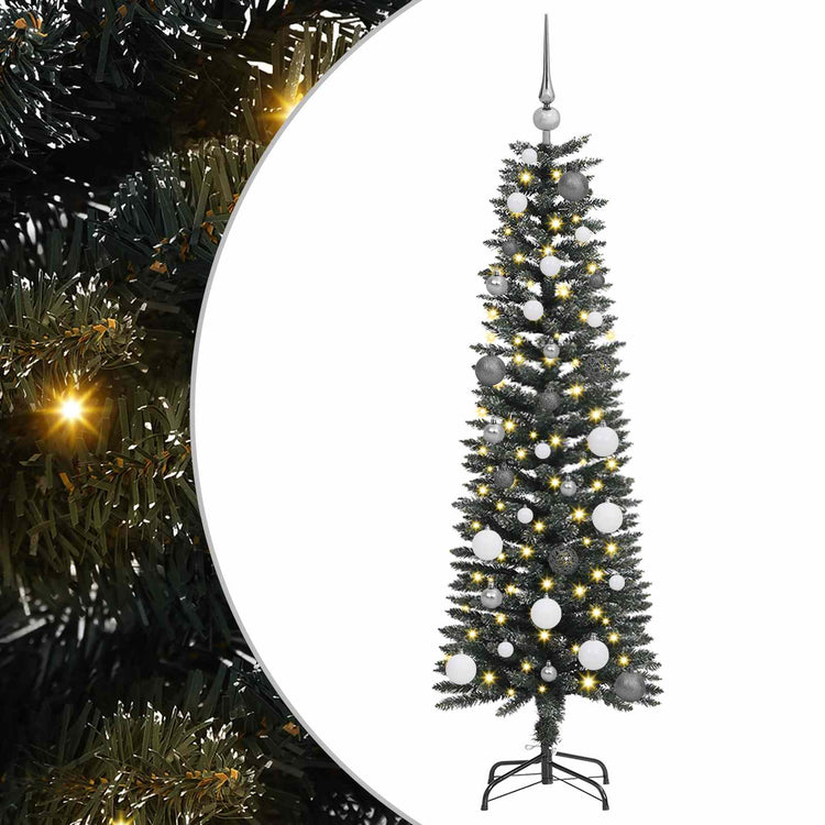 VidaXL sapin de Noël artificiel avec 150 LED vertes, 150 cm PVC et plastique et acier