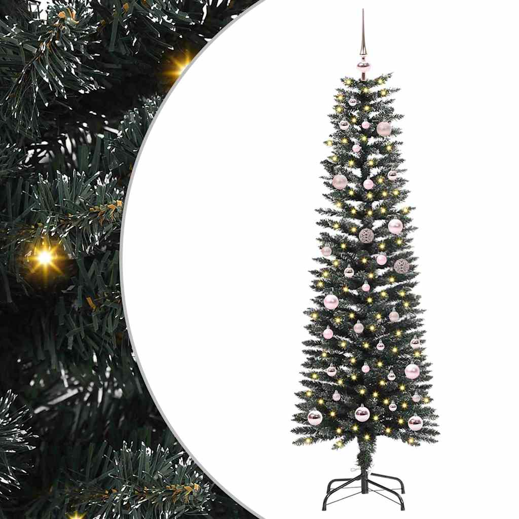 VidaXL sapin de Noël artificiel avec 150 LED vertes, 150 cm PVC et plastique et acier