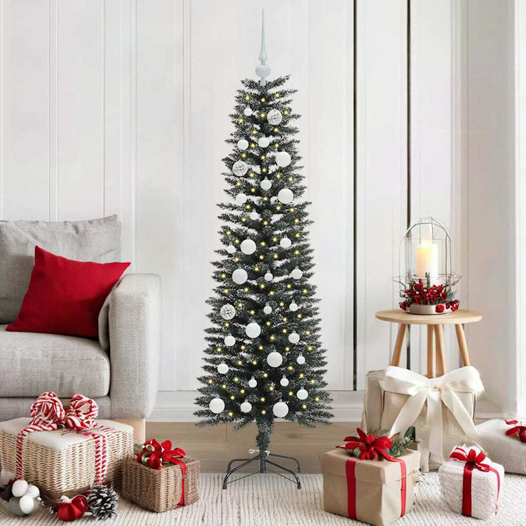 VidaXL sapin de Noël artificiel avec 150 LED vertes, 150 cm PVC et plastique et acier
