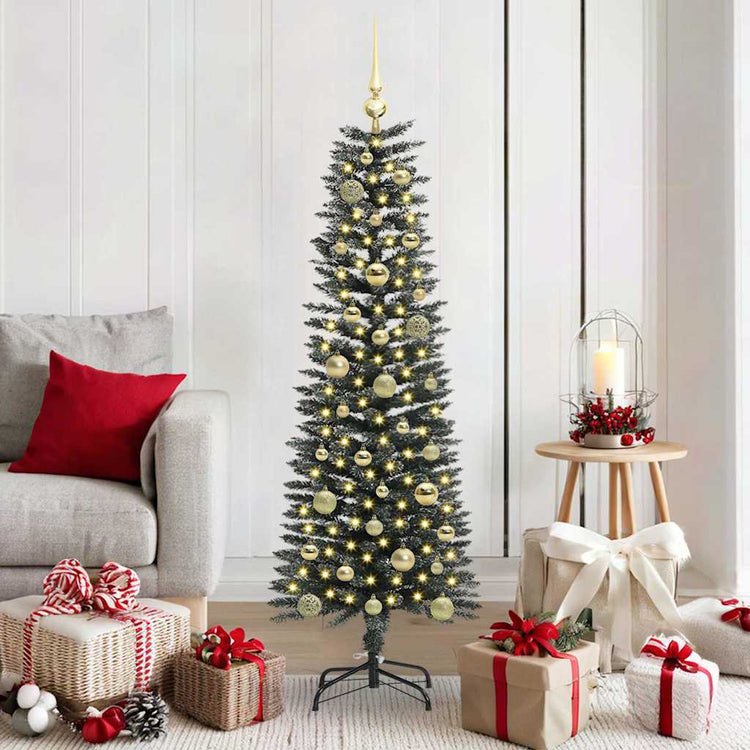 VidaXL sapin de Noël artificiel avec 150 LED vertes, 150 cm PVC et plastique et acier