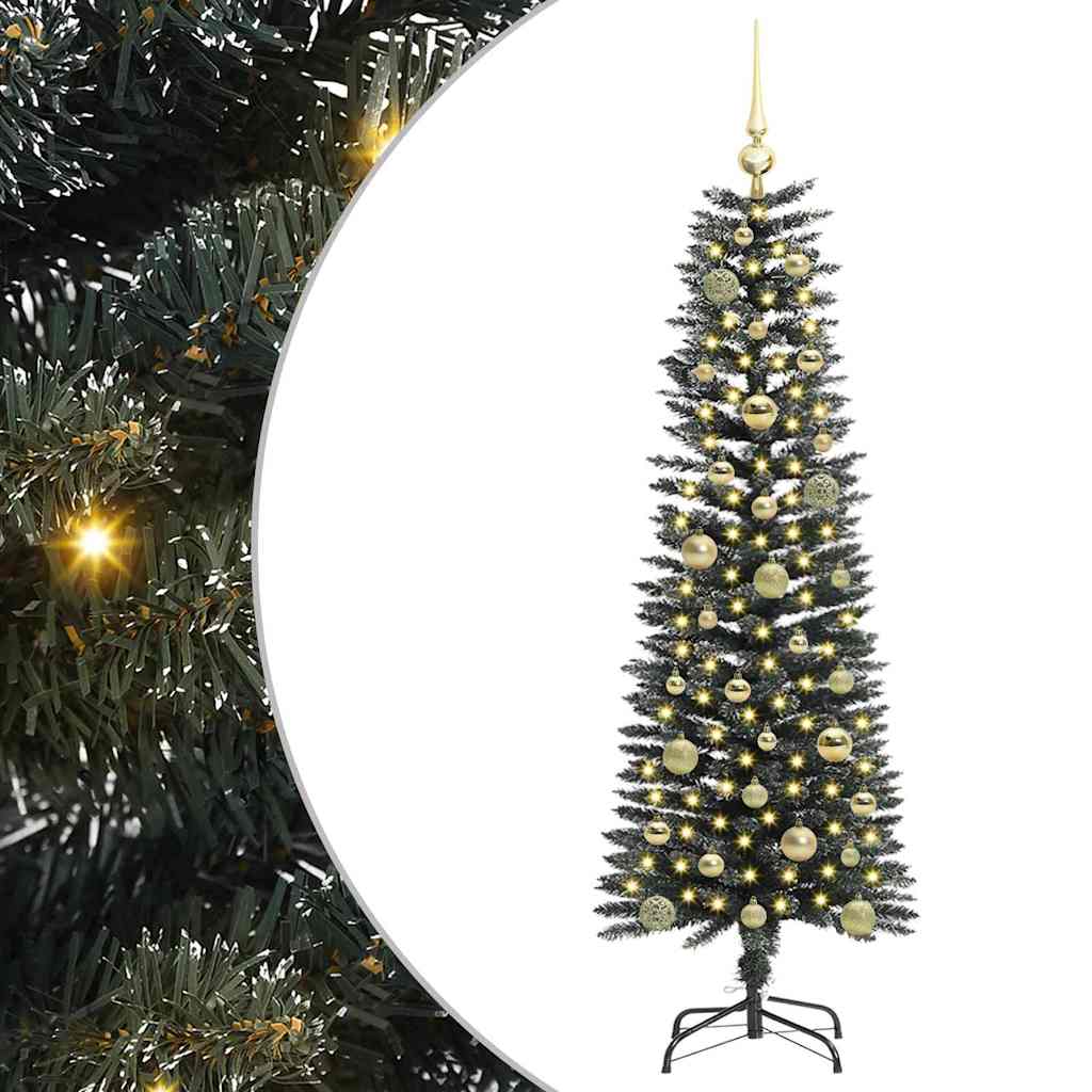 VidaXL sapin de Noël artificiel avec 150 LED vertes, 150 cm PVC et plastique et acier