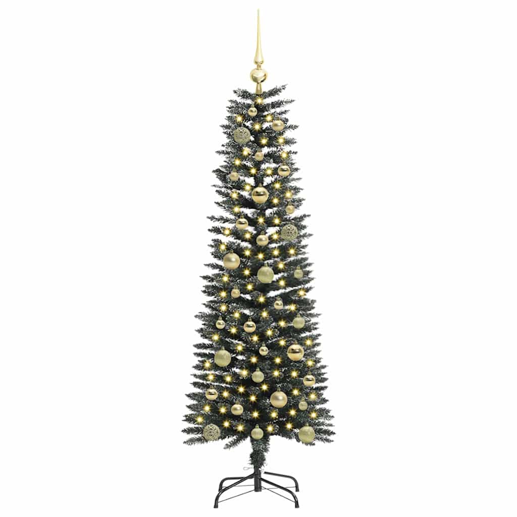 VidaXL sapin de Noël artificiel avec 150 LED vertes, 150 cm PVC et plastique et acier