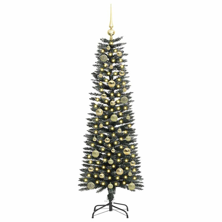 VidaXL sapin de Noël artificiel avec 150 LED vertes, 150 cm PVC et plastique et acier