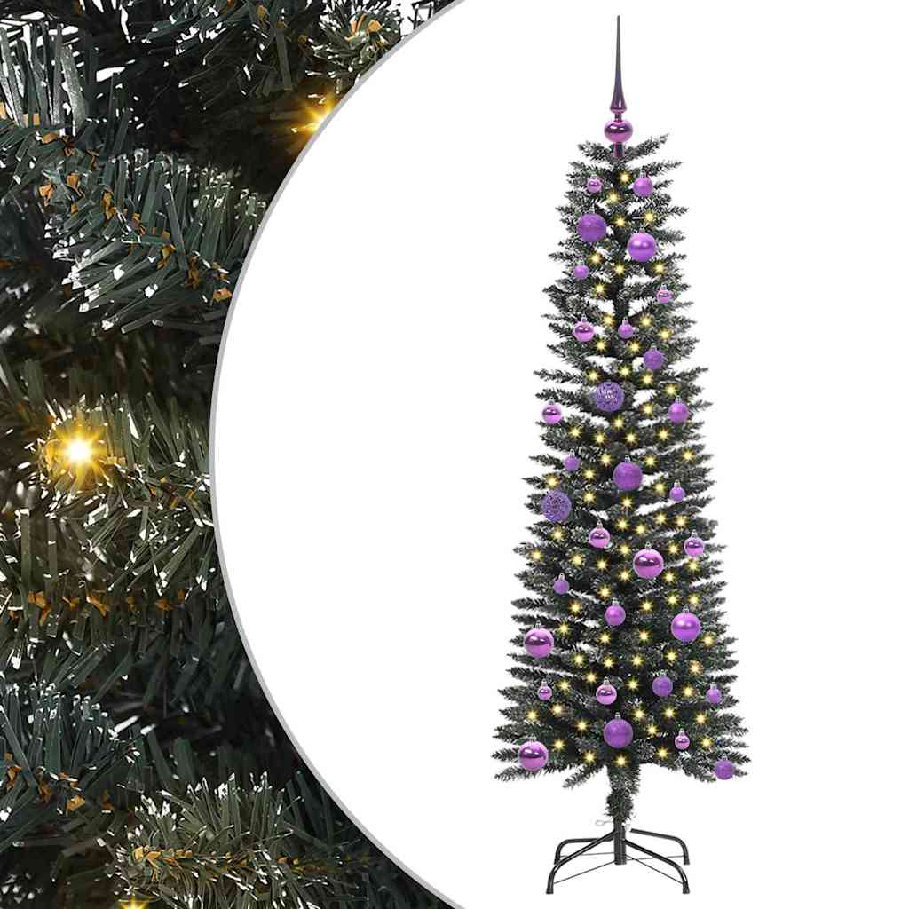 VidaXL sapin de Noël artificiel avec 150 LED vertes, 150 cm PVC et plastique et acier