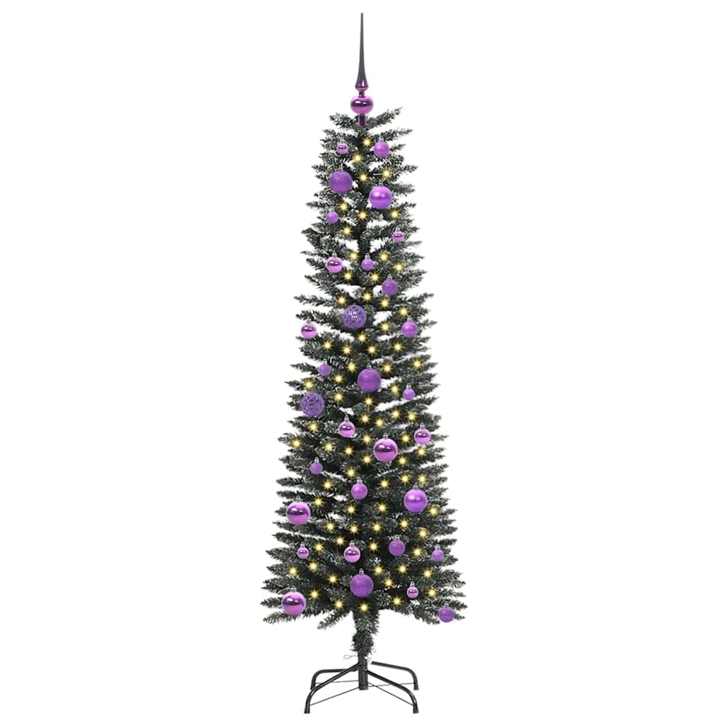 VidaXL sapin de Noël artificiel avec 150 LED vertes, 150 cm PVC et plastique et acier