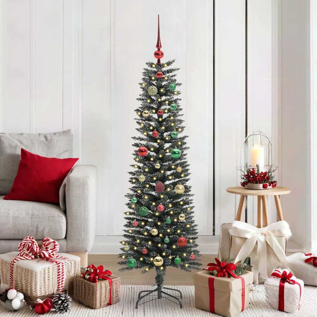 VidaXL sapin de Noël artificiel avec 150 LED vertes, 150 cm PVC et plastique et acier