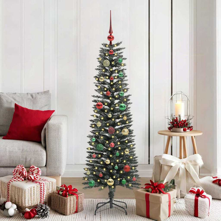 VidaXL sapin de Noël artificiel avec 150 LED vertes, 150 cm PVC et plastique et acier