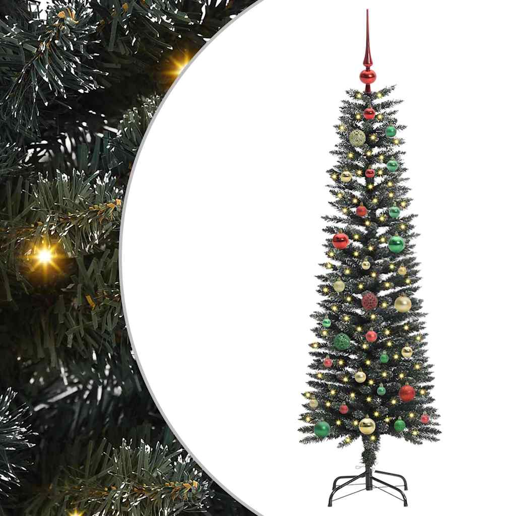 VidaXL sapin de Noël artificiel avec 150 LED vertes, 150 cm PVC et plastique et acier