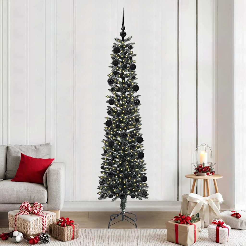 VidaXL sapin de Noël artificiel avec 300 LED vertes, 210 cm PVC et plastique et acier