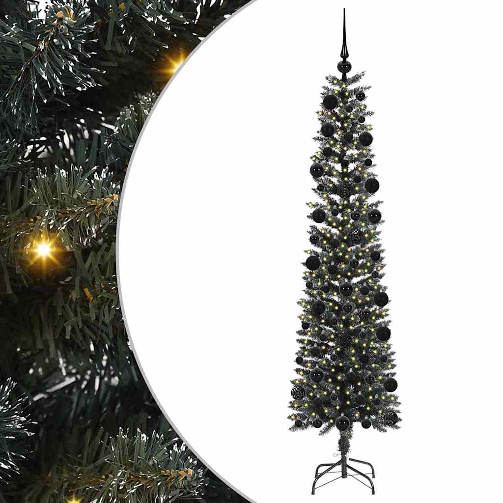 VidaXL sapin de Noël artificiel avec 300 LED vertes, 210 cm PVC et plastique et acier