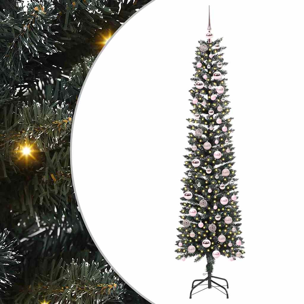 VidaXL sapin de Noël artificiel avec 300 LED vertes, 210 cm PVC et plastique et acier