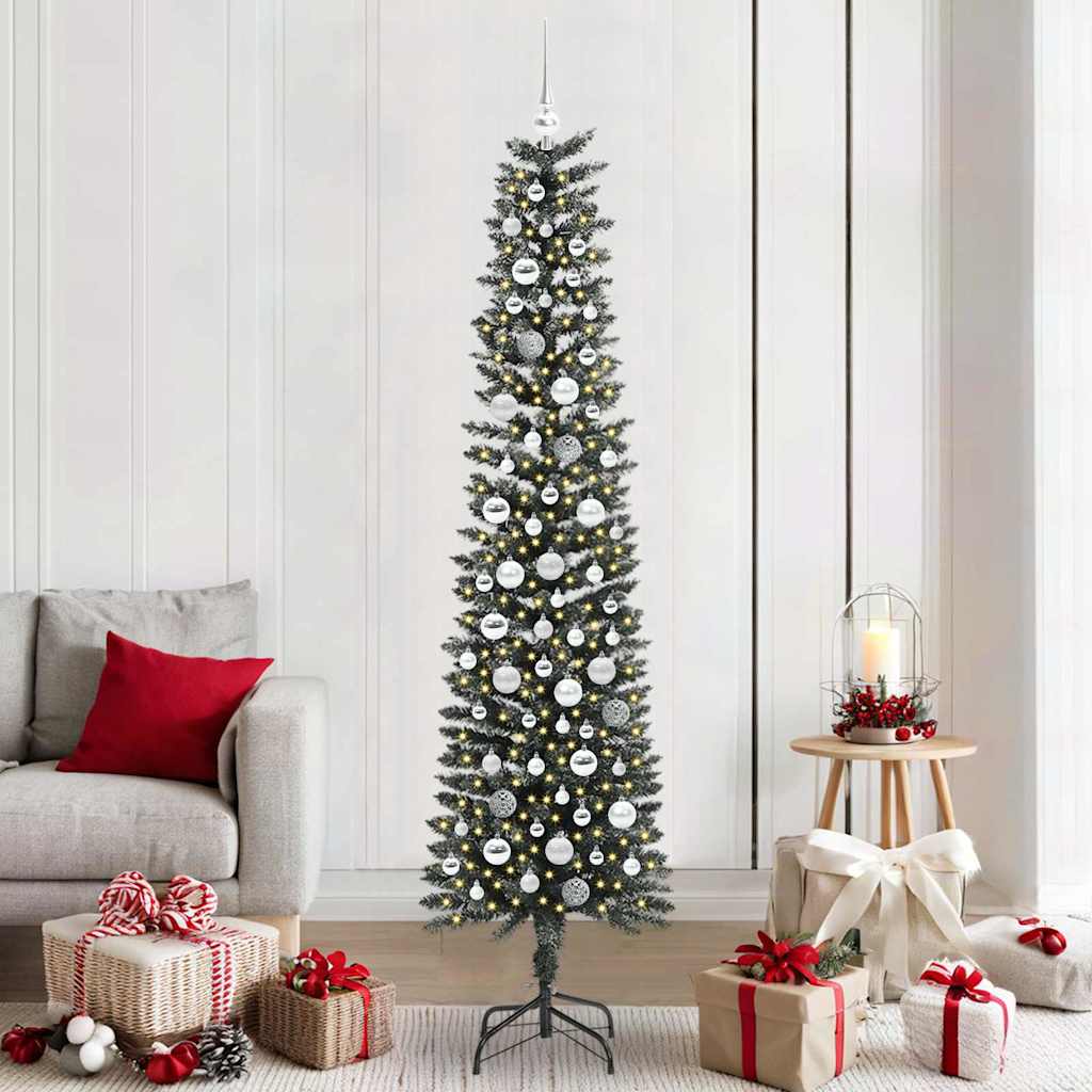 VidaXL sapin de Noël artificiel avec 300 LED vertes, 210 cm PVC et plastique et acier