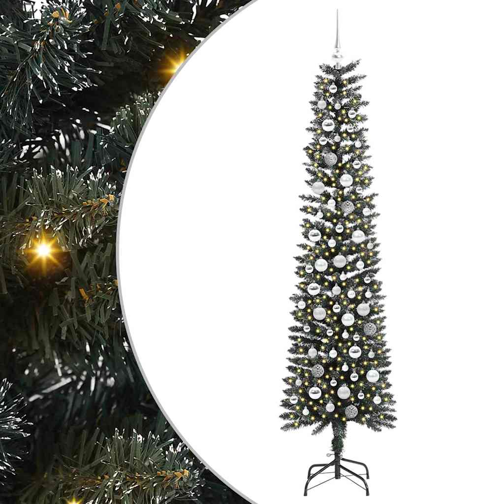 VidaXL sapin de Noël artificiel avec 300 LED vertes, 210 cm PVC et plastique et acier
