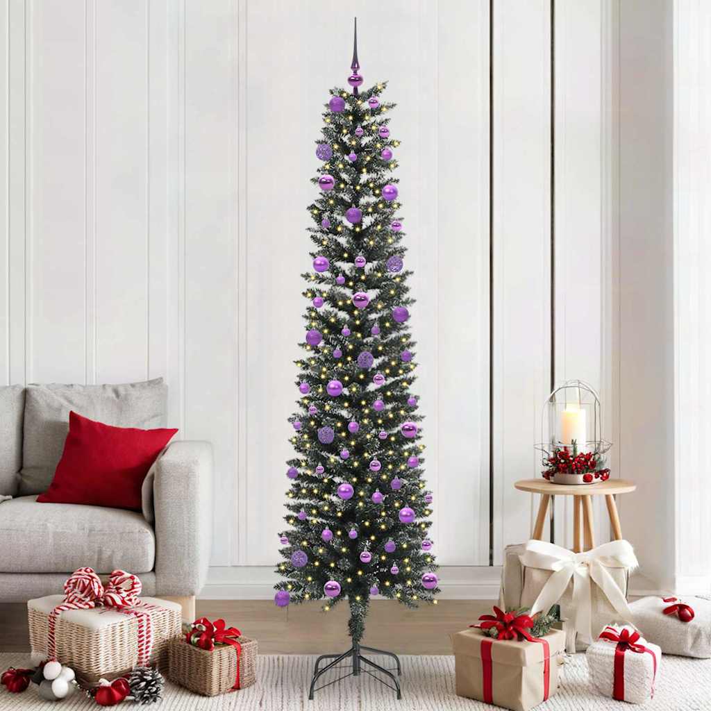 VidaXL sapin de Noël artificiel avec 300 LED vertes, 210 cm PVC et plastique et acier