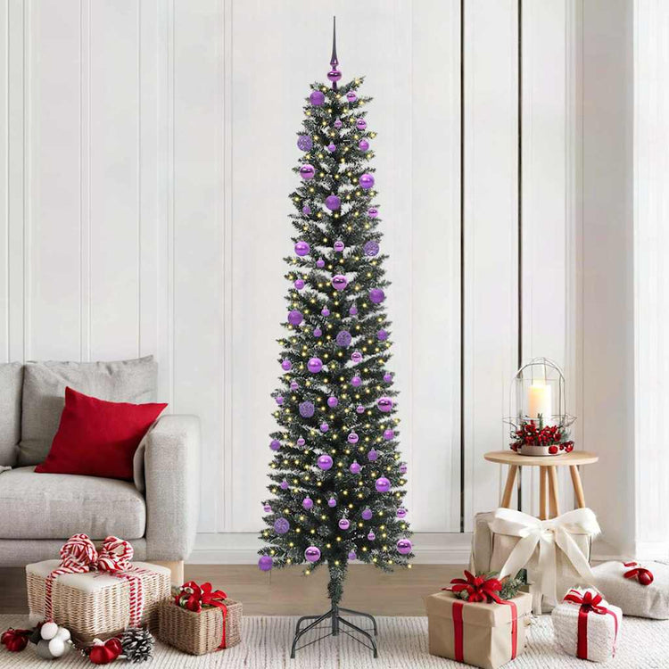 VidaXL sapin de Noël artificiel avec 300 LED vertes, 210 cm PVC et plastique et acier