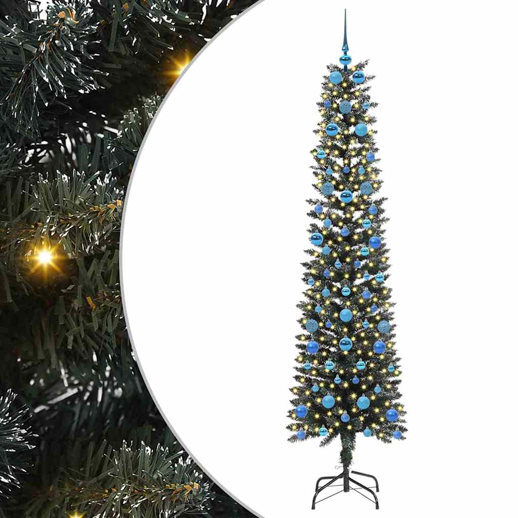 VidaXL sapin de Noël artificiel avec 300 LED vertes, 210 cm PVC et plastique et acier