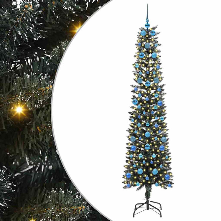 VidaXL sapin de Noël artificiel avec 300 LED vertes, 210 cm PVC et plastique et acier