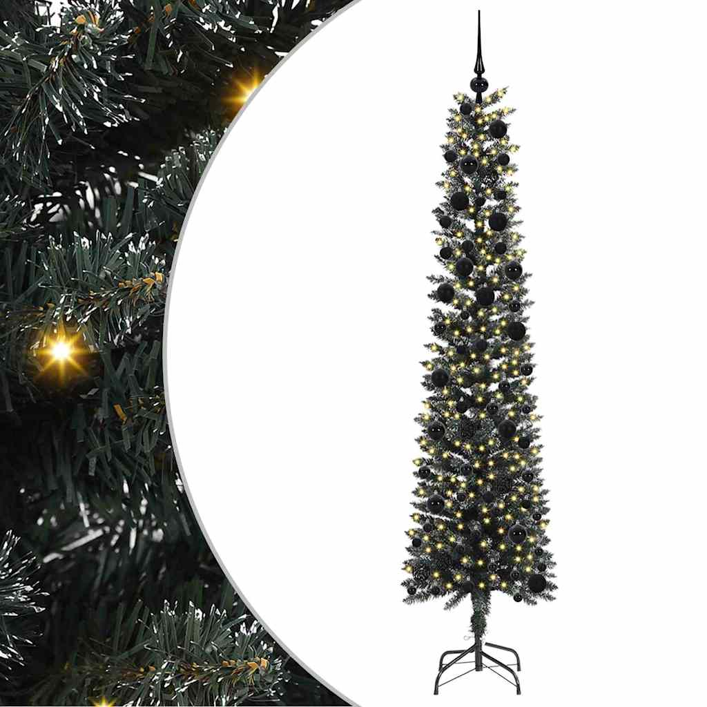 Vidaxx sapin de Noël artificiel avec 300 LED vertes, 240 cm PVC et plastique et acier