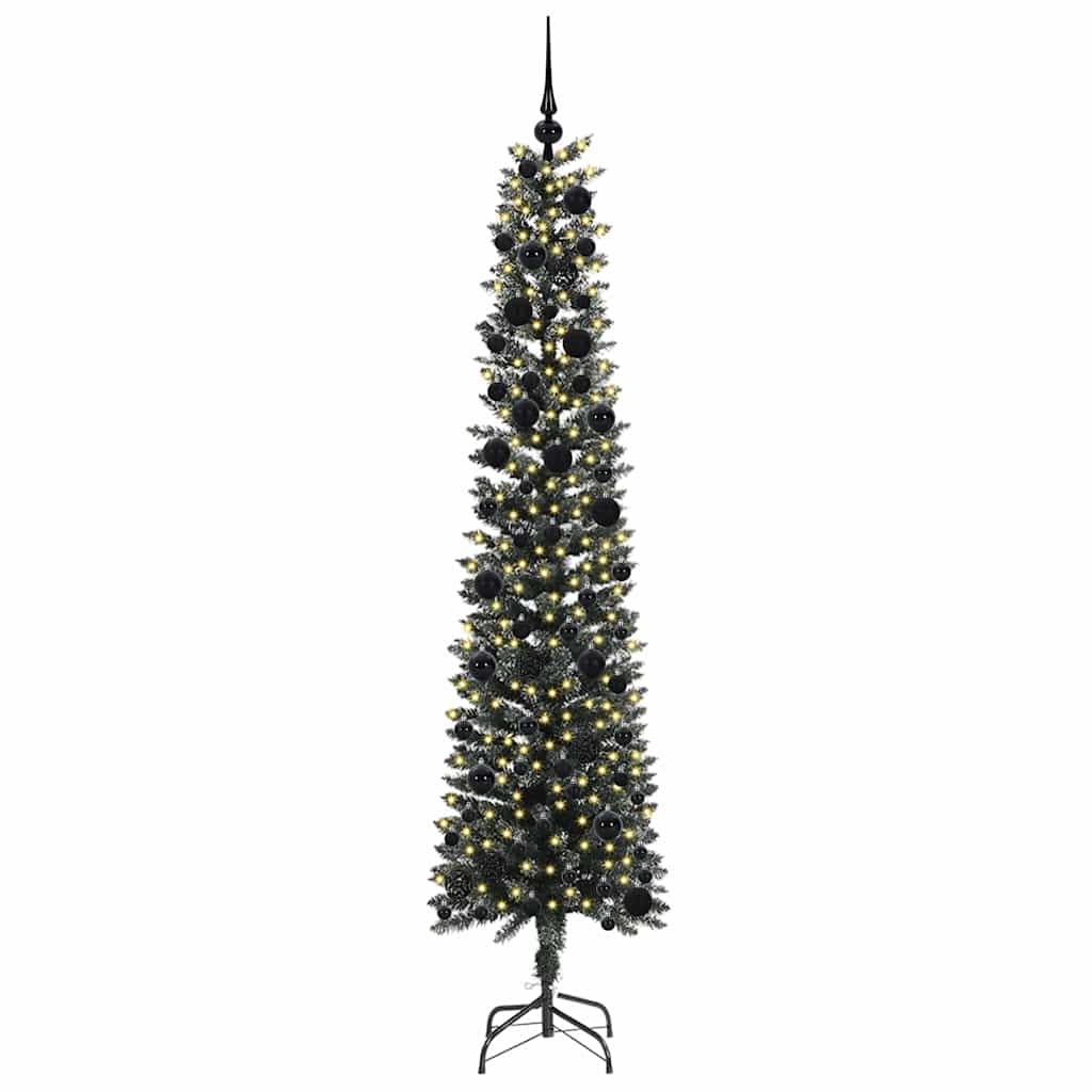 Vidaxx sapin de Noël artificiel avec 300 LED vertes, 240 cm PVC et plastique et acier