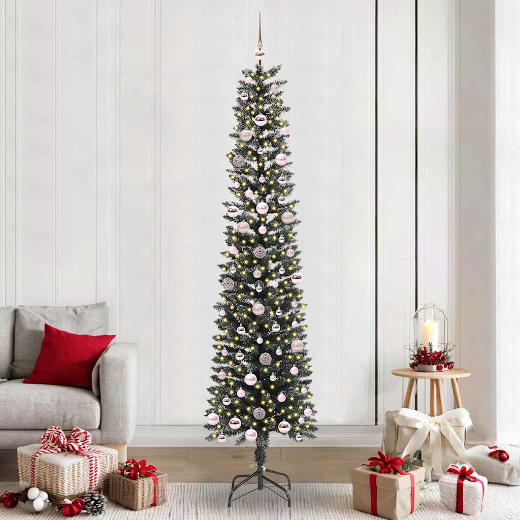 Vidaxx sapin de Noël artificiel avec 300 LED vertes, 240 cm PVC et plastique et acier