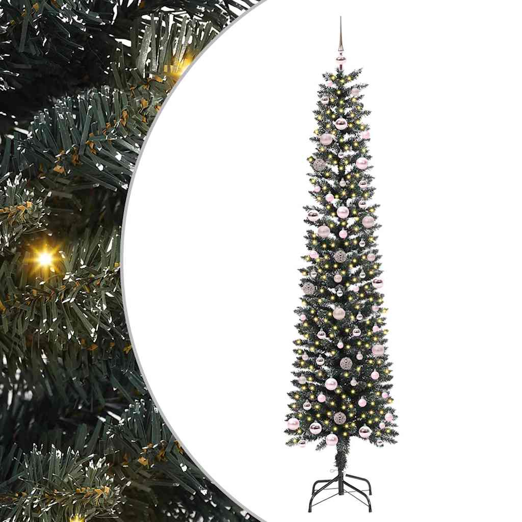 Vidaxx sapin de Noël artificiel avec 300 LED vertes, 240 cm PVC et plastique et acier