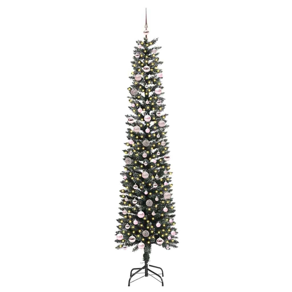 Vidaxx sapin de Noël artificiel avec 300 LED vertes, 240 cm PVC et plastique et acier